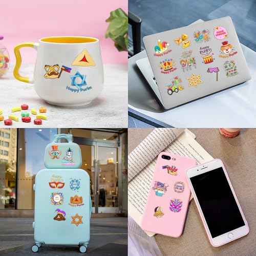 Cute Purim Temporary Tattoos 10 Sheets 100 PCS Happy Purim Party Decorations Favors Supplies Purim Theme Birthday Stickers Halloween Gifts for Boys Girls Kids Class School Prizes Carnival Christmas