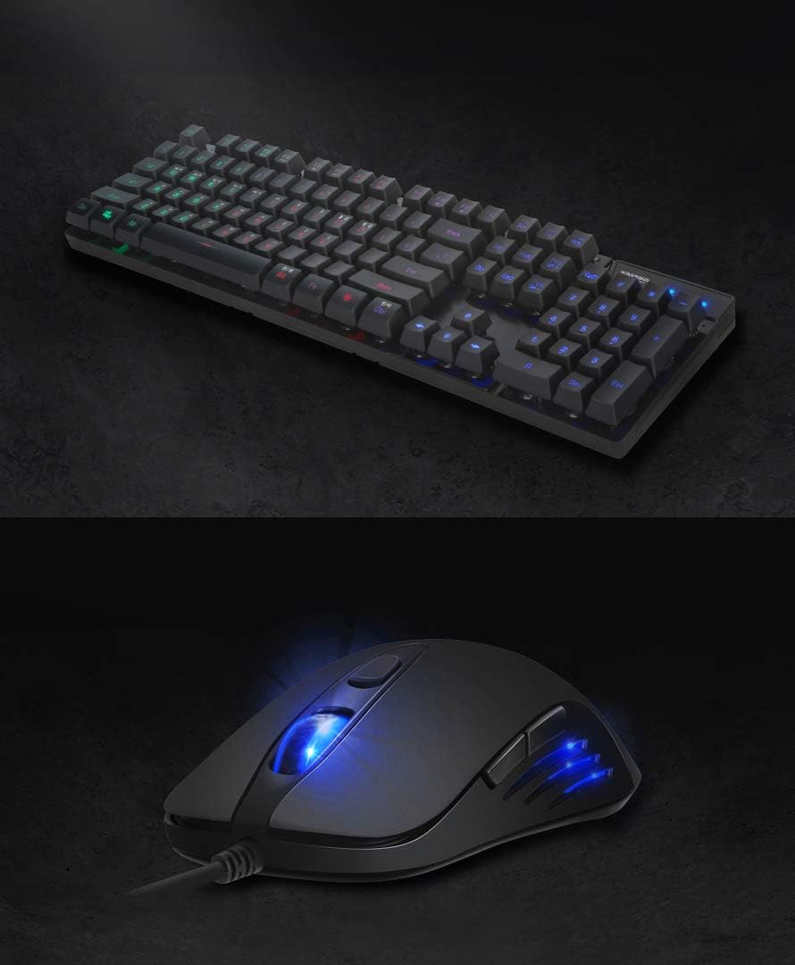ABKO KM350 Desktop Keyboard & Mouse Gaming Combo Rainbow LED, 19 Key Anti-Ghosting, Max 3200 DPI English/Korean Type