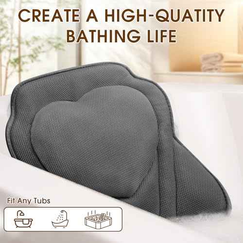 LuxStep Bath Pillow with Breathable Mesh Fabric - Bathtub Pillow for Head, Neck & Shoulder Support- 6 Non-Slip Suction Cups for Secure Fit - Fits Any Bathtub, Bath Accessories Spa Gifts
