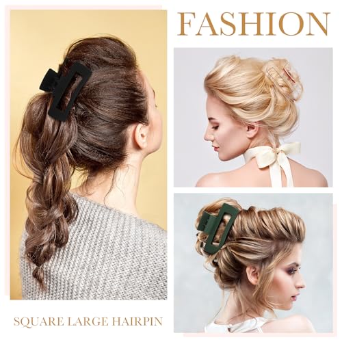 Hoteam 18 Pcs 4.1 Inch Large Hair Claw Clips Bulk Rectangular Big Hair Claws Matte Nonslip Banana Clip Strong Hold Plastic Barrettes for Women Gifts Accessories, 18 Colors