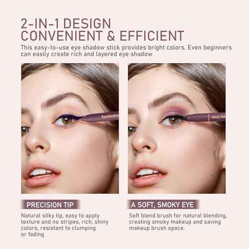 2 PCS Plum Eyeshadow Stick, 2-in-1 Eyeliner & Eyeshadow, Shadow Liner Duo Plum, Waterproof, Smooth, Easy to Color, Eye Shadow Crayon for Effortless Smoky & Natural Eye Makeup