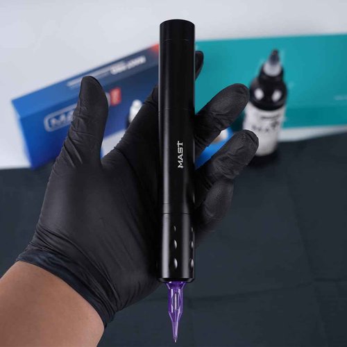 Mast Tour Fly Tattoo Gun Pen Wireless Machine Rotary Mcore-A Motor Thin Grip Rca Jack Digital Battery Power Supply (Pink)