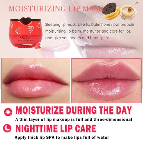 6 PCS Bee Lip Balm Honey Pot, Propolis Sleep Lip Mask Hydrating Prevention Dry and Crack Lip Scrubs, Moisturizing Lip Mask Overnight Reduce Lip Lines