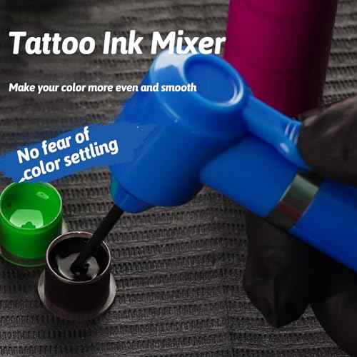 Ink Mixer Tattoo - CINRA Pigment Mixer Machine with 100Pcs Mixing Sticks and 10 Pairs Gloves Eyebrow Color Makeup Tattoo Ink Mixer Pigment Electric Agitator Machine for Tattoo Supplies