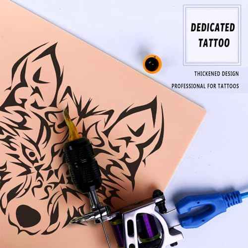 CINRA Tattoo Practice Skin with Mixed Ink Caps, 310PCS Tattoo Fake Skin and Tattoo Ink Cups Kit Including 10PCS Double Sided Skin and 300PCS Tattoo Ink Caps Cups for Tattoo Practice Tattoo Supplies