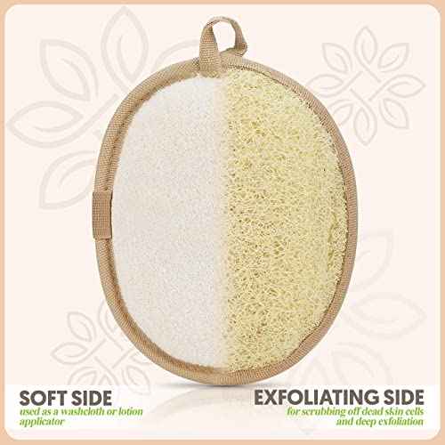 Almooni Natural Loofah Exfoliating Body Scrubber, Made with Natural Egyptian Shower Loofah Sponge, Bath Shower Loofah Sponge for Women and Men, for Face and Body That Gets You Clean - 2 Count (1 Pack)