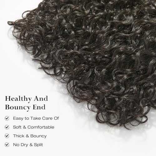 ASHINE Human Hair Bundle Deep Curly Water Wave, Unprocessed Cambodian Raw Hair 22 Inch, Flip Over Quick Weave Wet and Wave Bundles for Women Natural Black