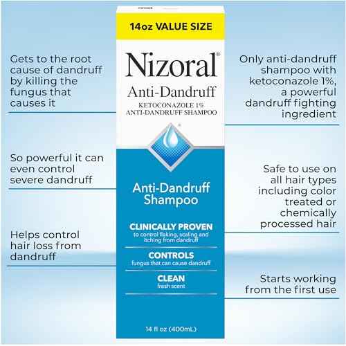Nizoral Anti-Dandruff Shampoo with 1% Ketoconazole, 14 Fl Oz, Fresh Scent, Anti Fungal Shampoo