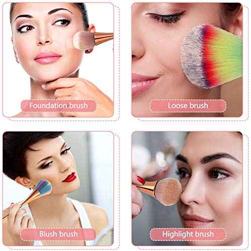 3 Pieces Large Powder Mineral Brushes Nail Design Dust,Soft Fluffy, Foundation, Kabuki Makeup Brushes Colorful Blush Loose Powder Tools for Daily Makeup, 3 Colors