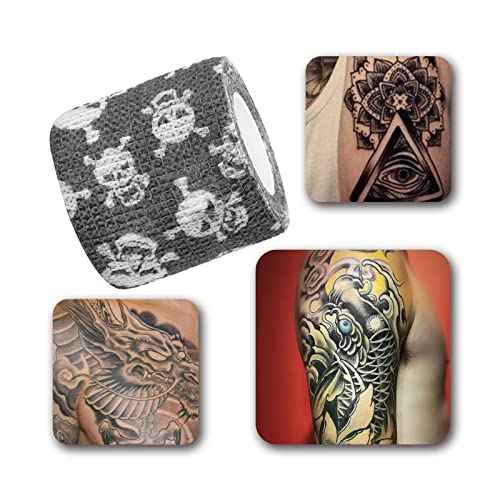 ATOMUS 5pcs 5cm * 1.8m Disposable Cohesive Self-adhesive Tattoo Grip Bandage Roll Mini Elastic Handle Grip Tube Cover Wrap (#01)