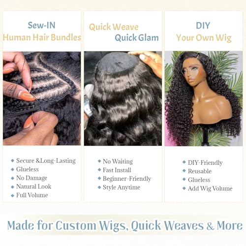 Water Wave Human Hair Bundles Sew in Hair Extensions Real Human Hair Wefts, Chocolate Brown Hair Wefts Extensions Real Human Hair Weave Bundles 22 Inch Burmese Human Hair Weft Curly Bundles 120G