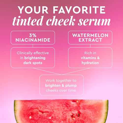 Glow Recipe Niacinamide Dewy Flush Tinted Liquid Blush Serum - Glowy Blush for Cheeks to Smooth, Hydrate & Brighten - Liquid Korean Makeup with Buildable Soft Pink Tint - Watermelon Flush (0.4 oz)