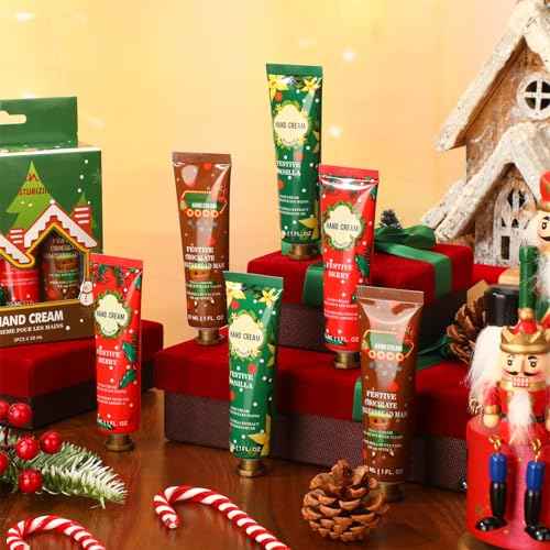 10 Set Christmas Hand Cream Gift Bulk with Gift Boxes 30 Pcs Travel Size Moisturizing Hand Lotions for Christmas Stocking Stuffers Xmas Party Favors Holiday Gifts for Women Mom(Xmas Tree)