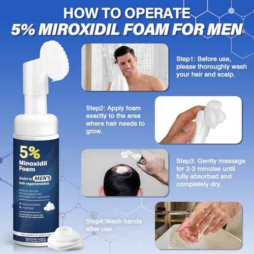 Minoxidil 5% Foam for Men Hair Growth Foam Suitable for Hair Thinning Receding Hairline and Hair Loss to Hair Regrowth Get Thicker Fuller Hair 3 Bottles 2.11 Ounces Each