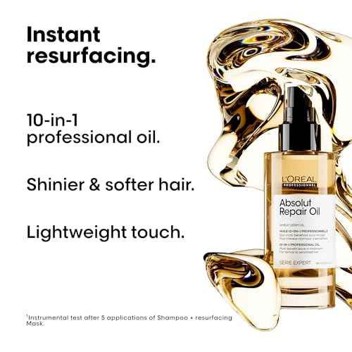 L'Oreal Professionnel Paris Absolut Repair 10-in-1 Oil - Nourishing Multi-Benefit Hair Oil For Dry & Damaged Hair, Repairs Damage Repair & Provides Shine