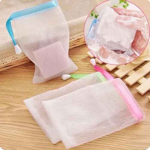 10 PCS Foaming Mesh Bags, Portable Soap Saver Bag Hangable Net Soap Pouches, Nylon Drawstring Bags Shower Foaming Mesh Face Cleansing Tool Cleansers