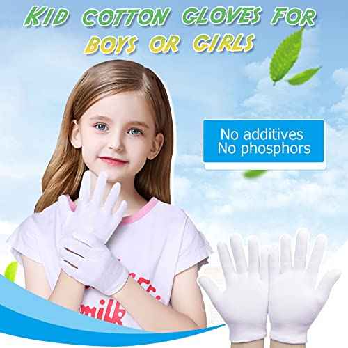 24Pcs Moisturizing White Cotton Gloves for Dry Hands Eczema Gloves for Kid and Women Stretchable Reusable Cloth Gloves(S)