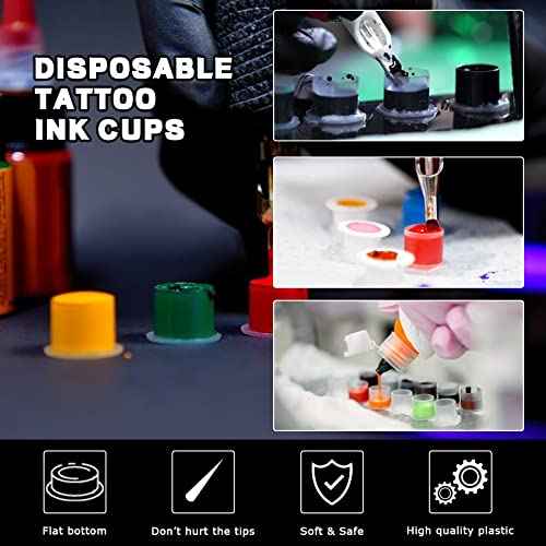 Disposable Ink Caps - Anghie 300PCS Ink Cups Mixed #11 Small #14 Medium #17 Large Tattoo Ink Cap with Base Pigment Cups Caps Microblading Ink Cups for Tattoo Machines Supplies (Mixed-300pcs)