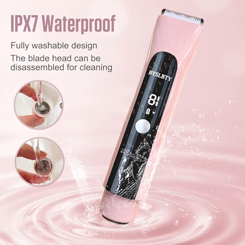 2 in 1 Bikini Trimmer for Women Dual Head Electric Shaver,IPX7 Waterproof Wet & Dry, Painless Shaver for Body Face Private Area Pink