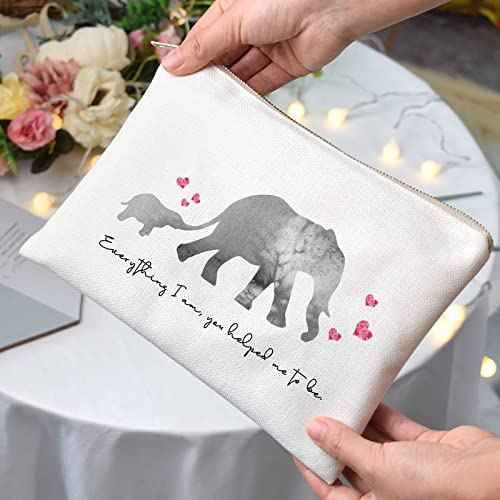 Elephant Mother and Baby Cosmetic Bag Gift Mom Birthday Gift Mother¡¯s Day Gift from Son or Daughter Cute Elephant Gift Baby Shower Gift Makeup Bag