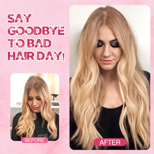 Halo Hair Extensions Real Human Hair, MY-LADY Adjustable Halo Extensions Real Human Hair, 18 inch Golden Brown mix Bleach Blonde Women's Long Straight Hair Invisible Wire Hair Extensions