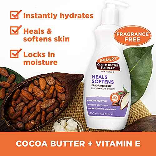 Palmer's Cocoa Butter Formula Daily Skin Therapy Fragrance Free Lotion for Dry Skin, Unscented Body Lotion, Pump Bottle, 13.5 Fl Oz (Pack of 3)