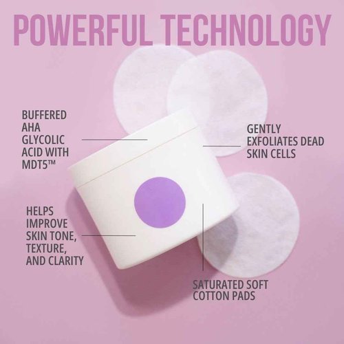 Exfoliating Glycolic Acid Pads | Anti-Aging, Smoothing, Resurfacing | Somme Institute Transport Alcohol-Free Brightening for Gentle Dirt Removal and Pore Cleansing | 50 Ct.