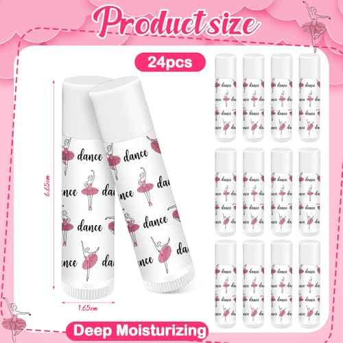 24 Pack Dance Theme Ballet Lip Balms Bulk Ballerina Moisturizing Lip Balms Gift Ballet Gifts Lips Balm Christmas Thanksgiving Day Dance Party Thanks Gift for Dancer Woman