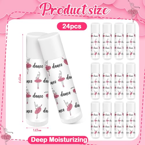 24 Pack Dance Theme Ballet Lip Balms Bulk Ballerina Moisturizing Lip Balms Gift Ballet Gifts Lips Balm Christmas Thanksgiving Day Dance Party Thanks Gift for Dancer Woman