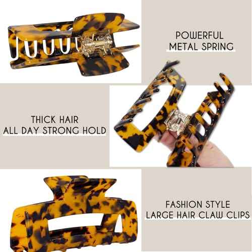 Large Claw Clips 4.1 IN Tortoise Acrylic Stylish Hair Accessories for Thick and Thin Hair 2pc Set Cute Clips for Women Teen Girls (2 Tortoise)