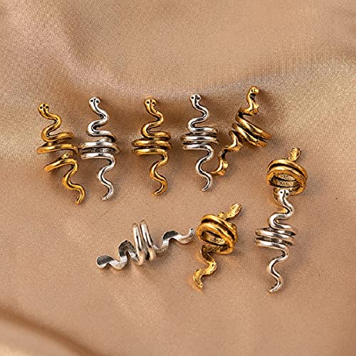 18 Pcs Hair Spiral Beads Snake Braids Coil Dreadlock Metal Cuffs Loc Hair Jewelry Hair Wraps Accessory Clips Decoration