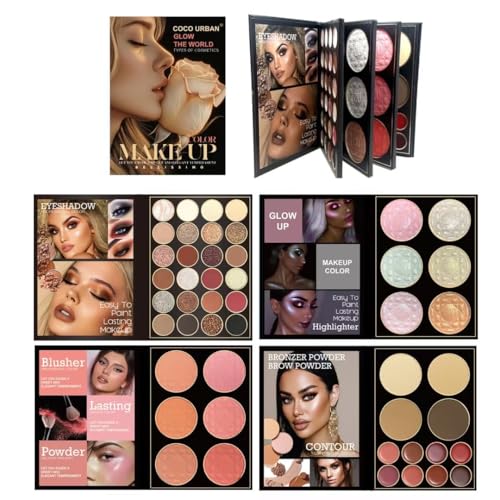 All In One Makeup Gift Kit - Ultimate Color Combination for Women Full Kit 48 Eyeshadow, 12 Lip Gloss, 6 Blusher, 6 Concealer, 6 Highlighter, 78 Colors Makeup Palette Cosmetics Kit (A)