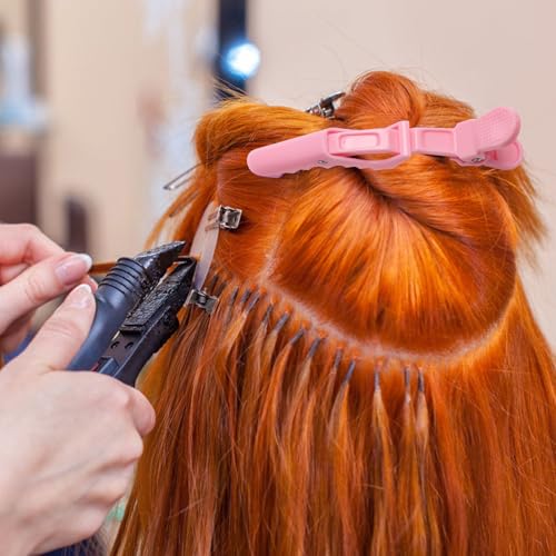 17 Pieces Hair Parting Tools Set Heart, Included 8P Hair Parting Ring 2P Metal Rat Tail Comb 6P Hair Sectioning Clip with 1P Magnetic Wrist Sewing Pin Holder for Braiding (Pink)