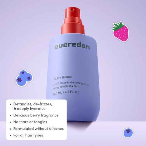 Evereden Kids Complete Haircare Set: Hair Detangling Shampoo, Conditioner, Spray for Children Ages 3+ & Pain-Free Hair Brush, Plant Protein Peptides & Argan Oil, Vegan, Free from Sulfate, Paraben