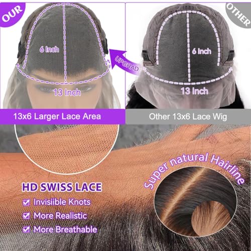 30 Inch 13x6 Loose Wave Lace Front Wigs Human Hair 220% Density HD Transparent Lace Frontal Wigs Human Hair Loose Deep Wave Wigs Pre Plucked with Baby Hair for Women