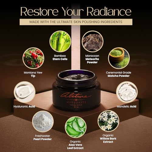 Alitura Meteorite Scrub ? Exfoliating Face & Body Scrub with Pearl Powder & Bamboo Stem Cells ? Brightening & Anti-Aging Exfoliant for Dead Skin, Dark Spots, and Fine Lines ? For Men & Women, 60ml