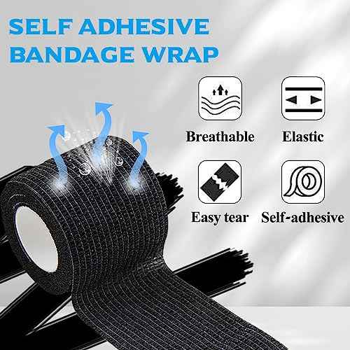 Clip Cord Covers with Tattoo Grip Tapes - 125pcs Clip Cord Sleeves and 6pcs Grips Tapes Blue PlasticTattoo Bags with Black Self-Adhesive Bandages Cover
