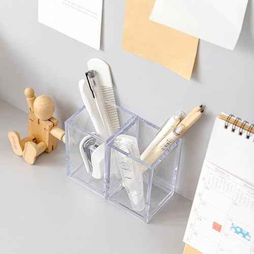 3 Pack Clear Acrylic Cosmetic Pencil Pen Holder Cup, Clear Makeup Brush Holder, Desk Acrylic Brushes Storage