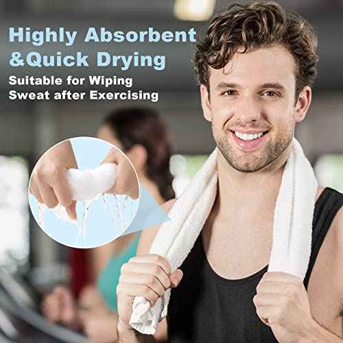 HOMEXCEL Microfiber Washcloths Towel Pack of 24, 12" x 12" Highly Absorbent and Soft Face Towels Wash Cloths for Bathroom, Gym, Hotel and Spa, Fast Drying Multi-Purpose Cleaning Cloth, White