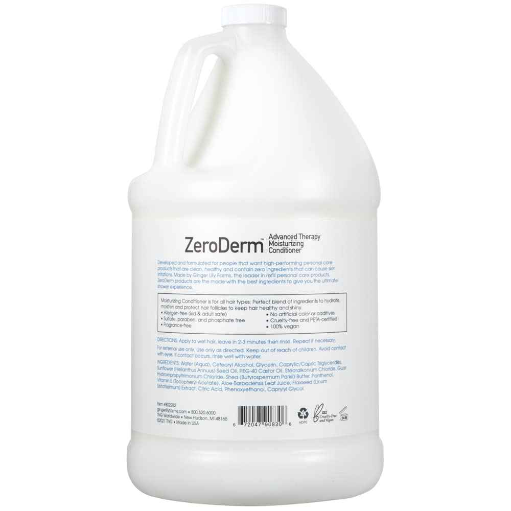 Ginger Lily Farms Botanicals ZeroDerm Advanced Therapy Moisturizing Conditioner for All Hair Types 100 Vegan CrueltyFree Fragrance Free 1 Gallon Refill Pack of, White, Unscented, 4 Count, (Pack of 4)