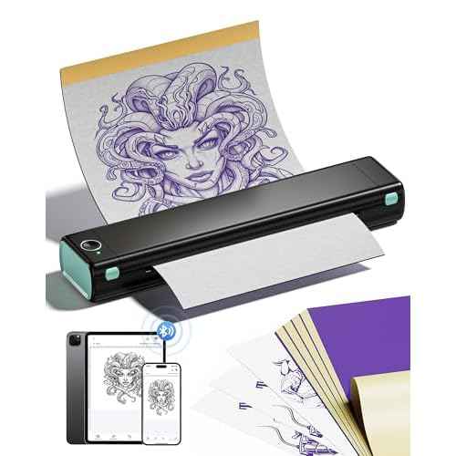 Itari M08F Wireless Tattoo Stencil-Printer - Tattoo Transfer Machine Thermal Copier with 10pcs Transfer Paper, Bluetooth Stencil Printer for Tattooing, Compatible with Smartphone & PC, Black