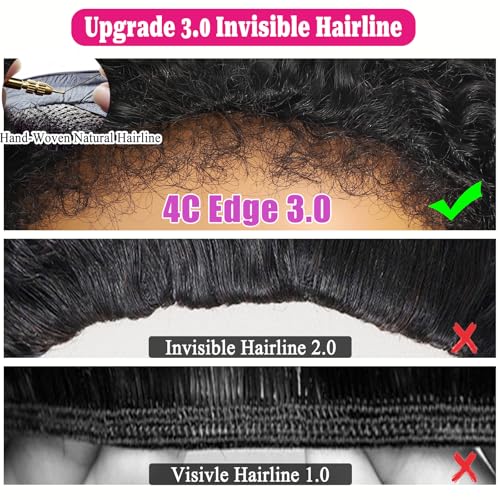 Kinky Curly Half Wig Human Hair 220% Density 3 In 1 True To length Flip Over Curly Edges Drawstring Half Wigs For Black Women Glueless Wear Go Afro Curly Headband Wigs For Beginner Friendly 16 Inch