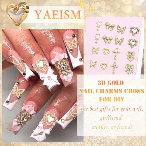 105PCS Y2K Nail Charms 3D Silver Gold Nail Charms Shiny Butterfly Charms for Women Nail Art