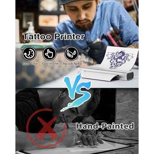 Phomemo Tattoo Stencil Printer with Case, Bluetooth Tattoo Machine with 10pcs Transfer Paper, Thermal Portable Printer for Artists & Beginners, Compatible with Phone & PC, Silver