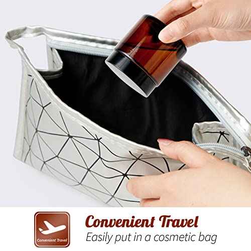 4oz Jars with Lids, Hoa Kinh 12 Pack Amber Glass Jars with Lids Empty Cosmetic Containers Round Airtight Glass Jar with Inner Liners and black Lid for Storing Lotions, Powders, and Ointments