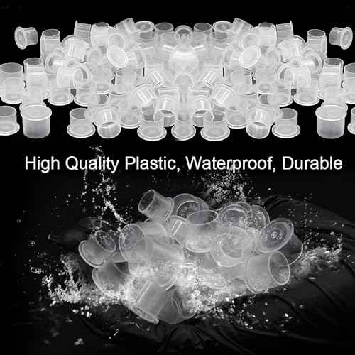 WZPB Tattoo Ink Caps - 300pcs Ink Cups with Base White #11 Small Pigment Caps for Tattoo Permanent Makeup Container Cap