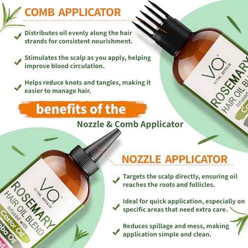 VITAL AFFAIR Blend Of Pure Rosemary Oil For Hair Growth With Castor, Batana, Jojoba Oil-Infused With Biotin & Vitamin E-Blend of Effective Hair Oils for Hair Growth-Strengthening Treatment 6 Fl Oz