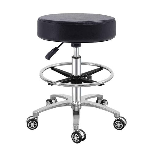 Antlu Rolling Stool Swivel Chair for Office Medical Salon Tattoo Kitchen Massage Work,Adjustable Height Hydraulic Stool with Wheels (Black, with Foot Rest)