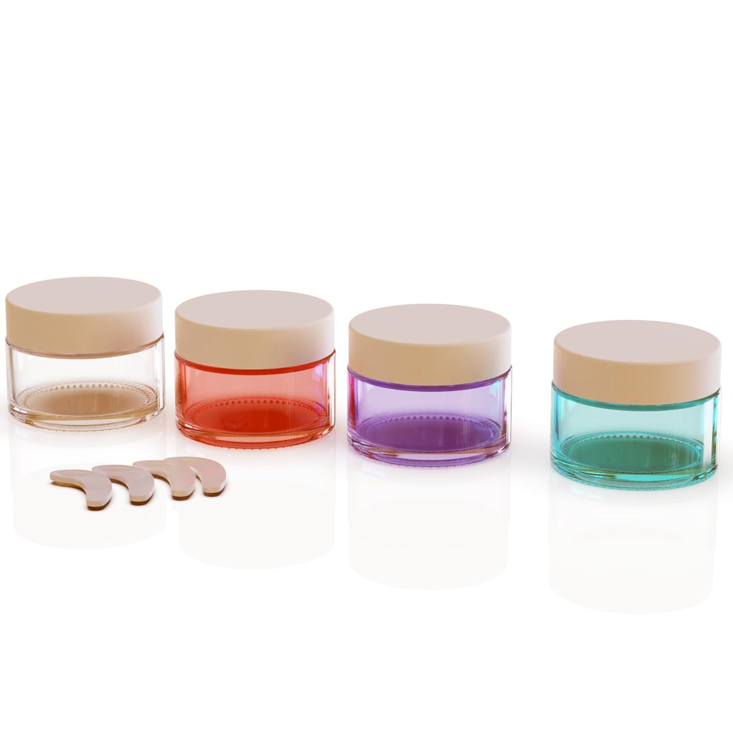 48Pack 1 oz, Small Colored Glass Cosmetic Candle Jars with White Lids, Empty Refillable Travel Container For Cream,Lotions, Powders,Salves,Slime Storage,With Lables And Inner Liners (48, mixed)