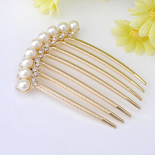 IPINK Wedding Bridal Rhinestone Pearl Crystal Hair Comb Claw Hairpin Hair Ornaments Accessory